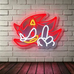 Sonic the Hedgehog Cartoon Acrylic Engraved LED Neon Sign | USB Powered Wall Decor Light, Home Ambient Lighting for Bedrooms, Living Rooms & Gaming Rooms, Ideal for Gamer Spaces, Edgy Stores, Anime Themed Parties, Birthday Gifts & Holiday Decor