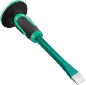 Masonry Chisel With Hand Guard, 12 inches Heavy Duty Flat End Rock Concrete Mortar Stone Chisel for Demolishing Carving Splitting Breaking Hounding