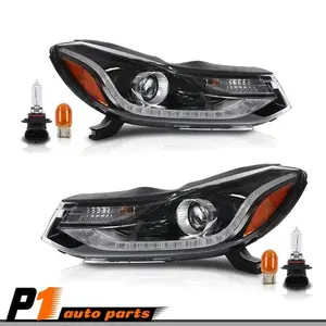 Fit For 2017-2022 Chevy Trax Headlight Projector Halogen Headlamp Set w/ LED DRL, Factory Fit, Halogen Lamp