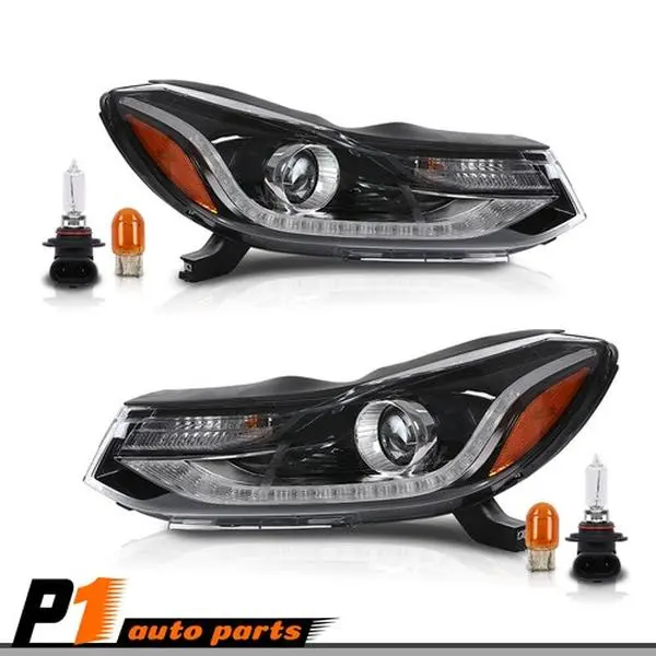 Factory-Fit Headlight Projector Set with LED DRL Support for 2017-2022 Chevy Trax, Halogen Headlamp Pair Set