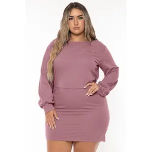 Plus Size Moni Fitted Mini  Dress - Lavender
