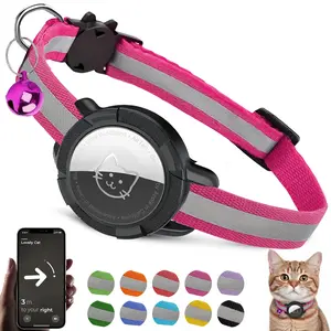 Airtag Cat Collar with Air Tag Holder Adjustable for Puppy Cat Collar with Bell Anti-lost GPS Tracker Case(Tracker Not included)