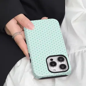 Elegant Light Green Bottom Turquoise Polka Dot Pattern Phone Case, Phone Case Suitable for Iphone 11/12/13/14/15/16/17 Pro Promax Plus Air