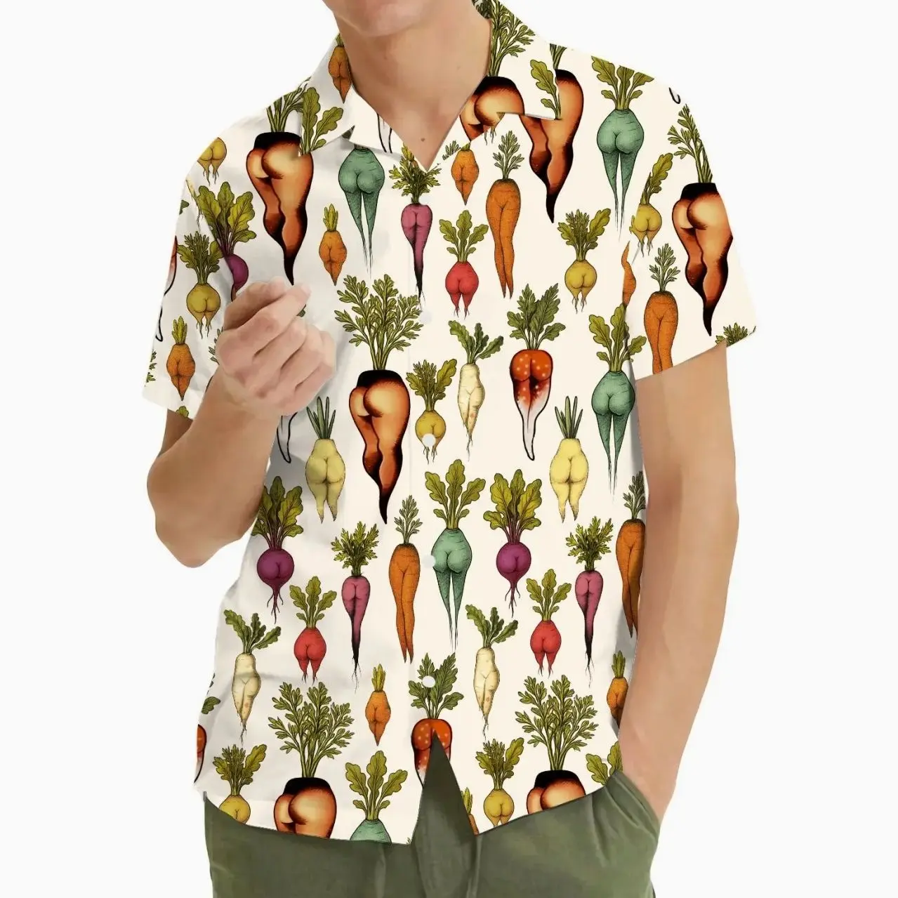 Funny Vegetable Butt Hawaiian Shirt for Men Women Youth, Summer Beach Shirt, Tropical Garden Aloha Gift For Frends, Fans