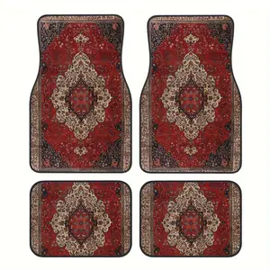 4-piece car floor mat set, retro oriental Turkish Persian rug design, non-slip decorative rug, suitable for sedans, SUV, trucks and vans, universal size.