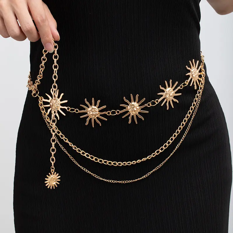 Metal Sunflower Waist Chain Women's Adjustable Dress Waist Accessories Multi-layer Premium Chain Waist Accessories