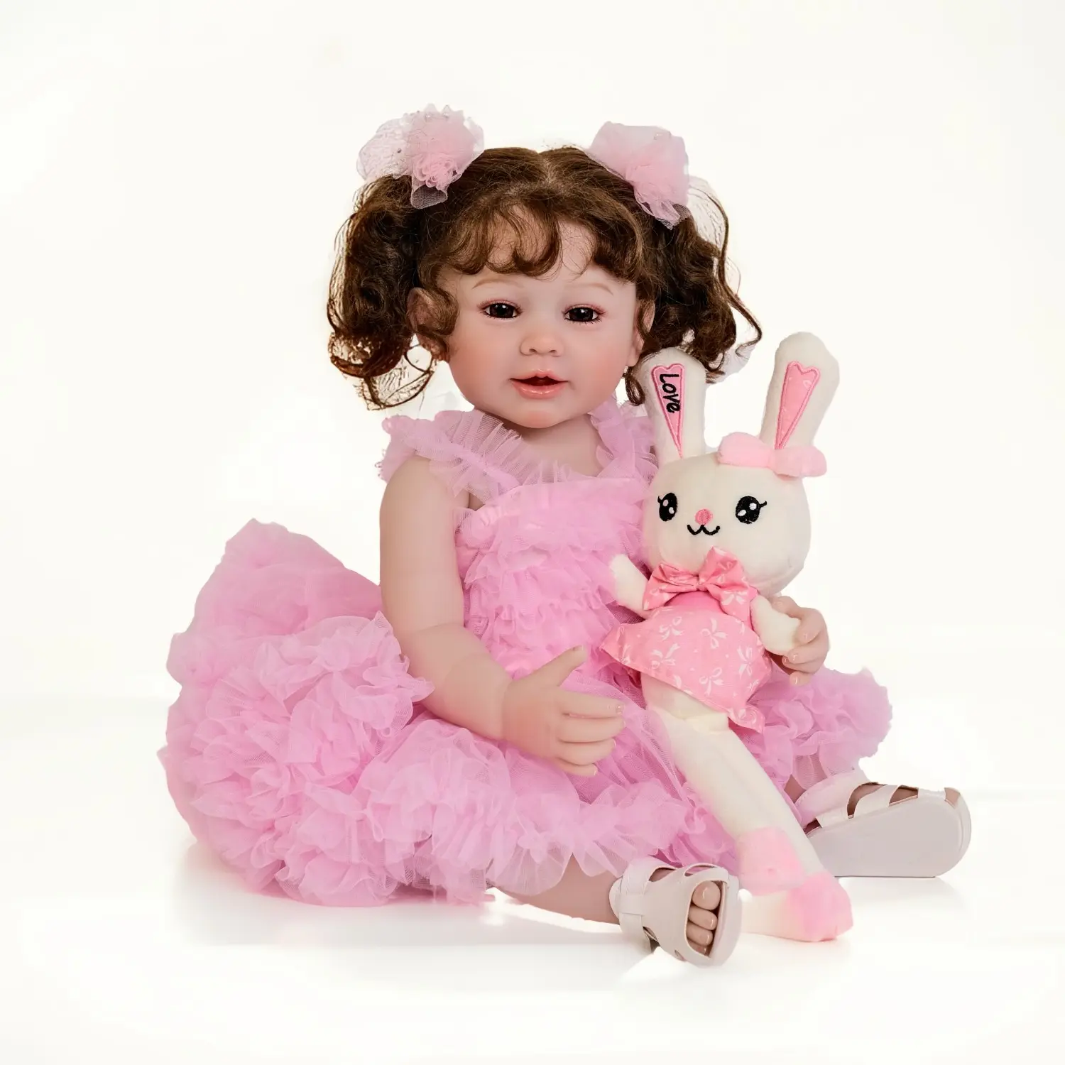 Reborn Baby Dolls Girl 22 Inch Vinyl Full Body That Look Real Life Reborn Newborn Baby Doll Realistic Washable Babies with Curly Hair Anatomically Correct Doll Toys