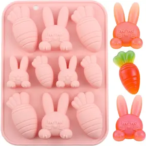10 Cavity Easter  Candy Molds Bunny  Carrot  Mold For  Candy  Cupcake Topper Decorating