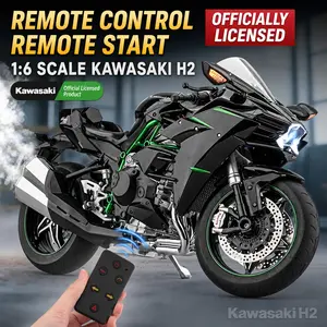 Kawasaki H2r Remote Control Dynamic Model, Licensed Product, 1:6 Scale Alloy Motorcycle, Realistic Exhaust Spray, Gift and Collectible, Start Throttle Function