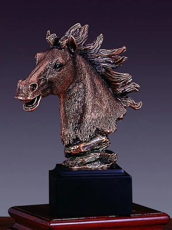 Marian Imports F55117 Horse Head Bronze Plated Resin Sculpture - 5.5 x 3 x 7.5 in.