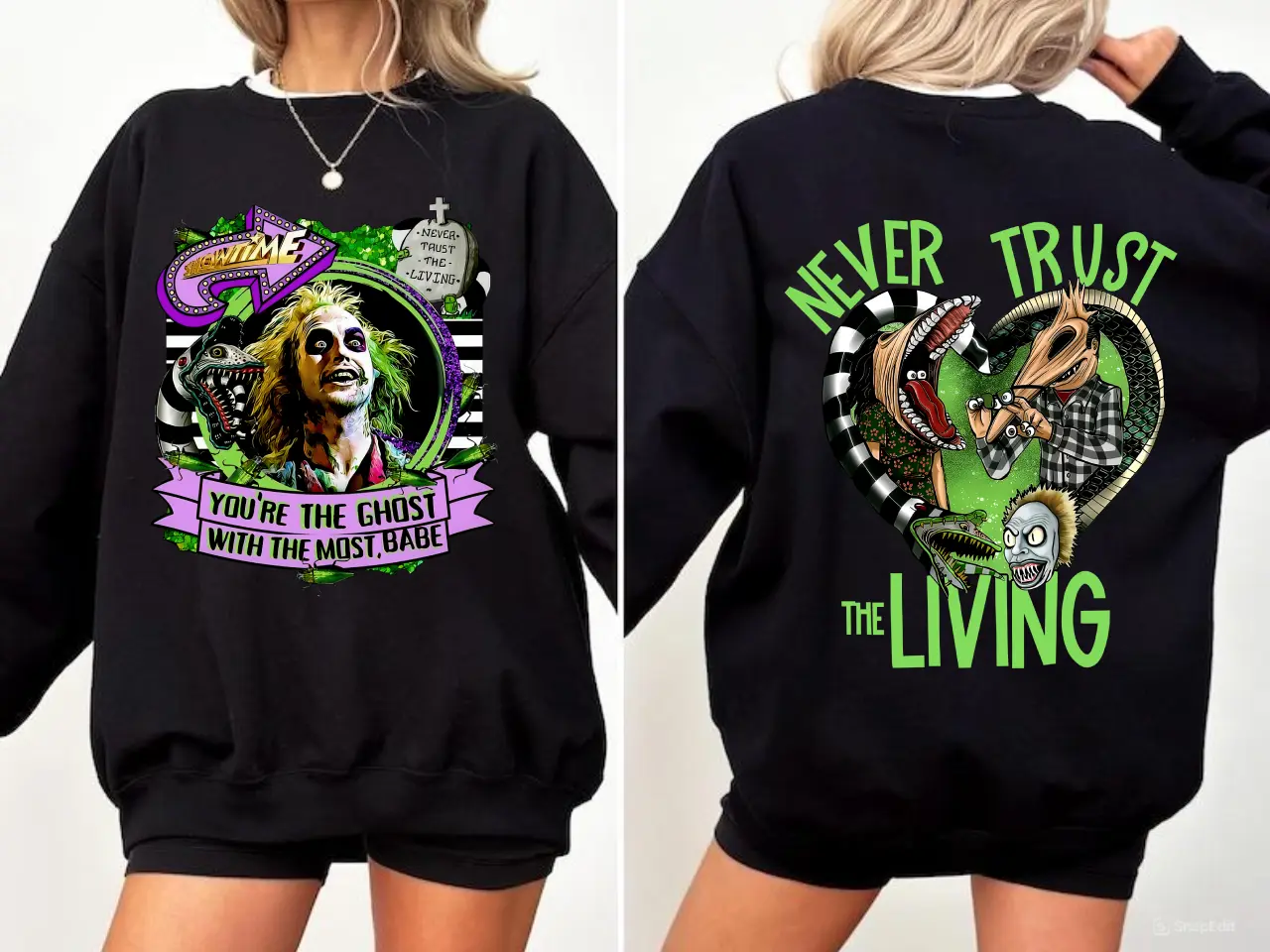 Beetlejuice Movie Sweatshirt, Beetlejuice Shirt, Beetlejuice Tees, Horror Halloween Shirt , Horror Movie Sweatshirt, Halloween Sweatshirt, Halloween Shirt, Unisex Classic Cotton Tee with 2 Sided Graphic Print in All Sizes, For Men, For Women