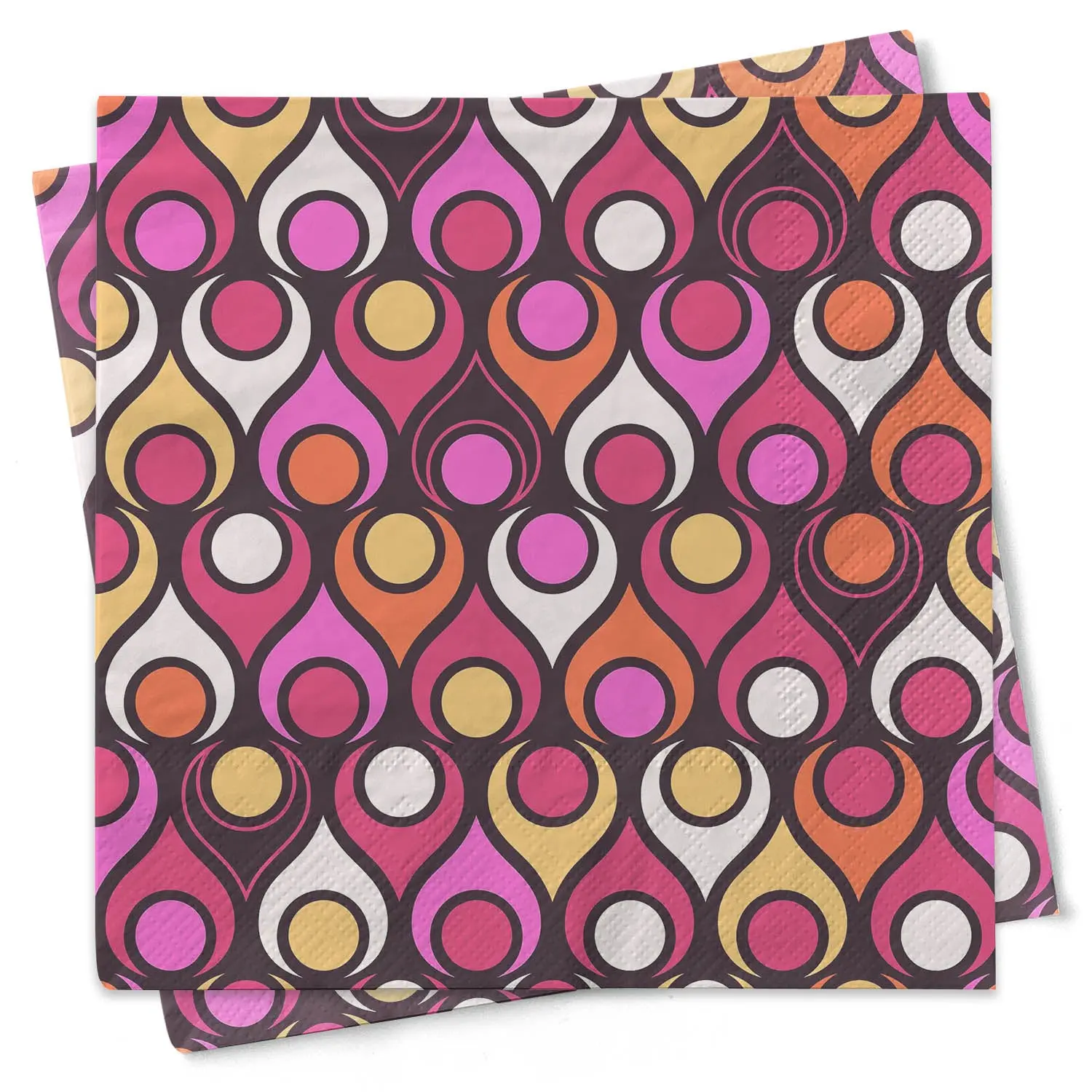 Circle in Teardrops Mid Century Modern Cocktail Beverage Napkin