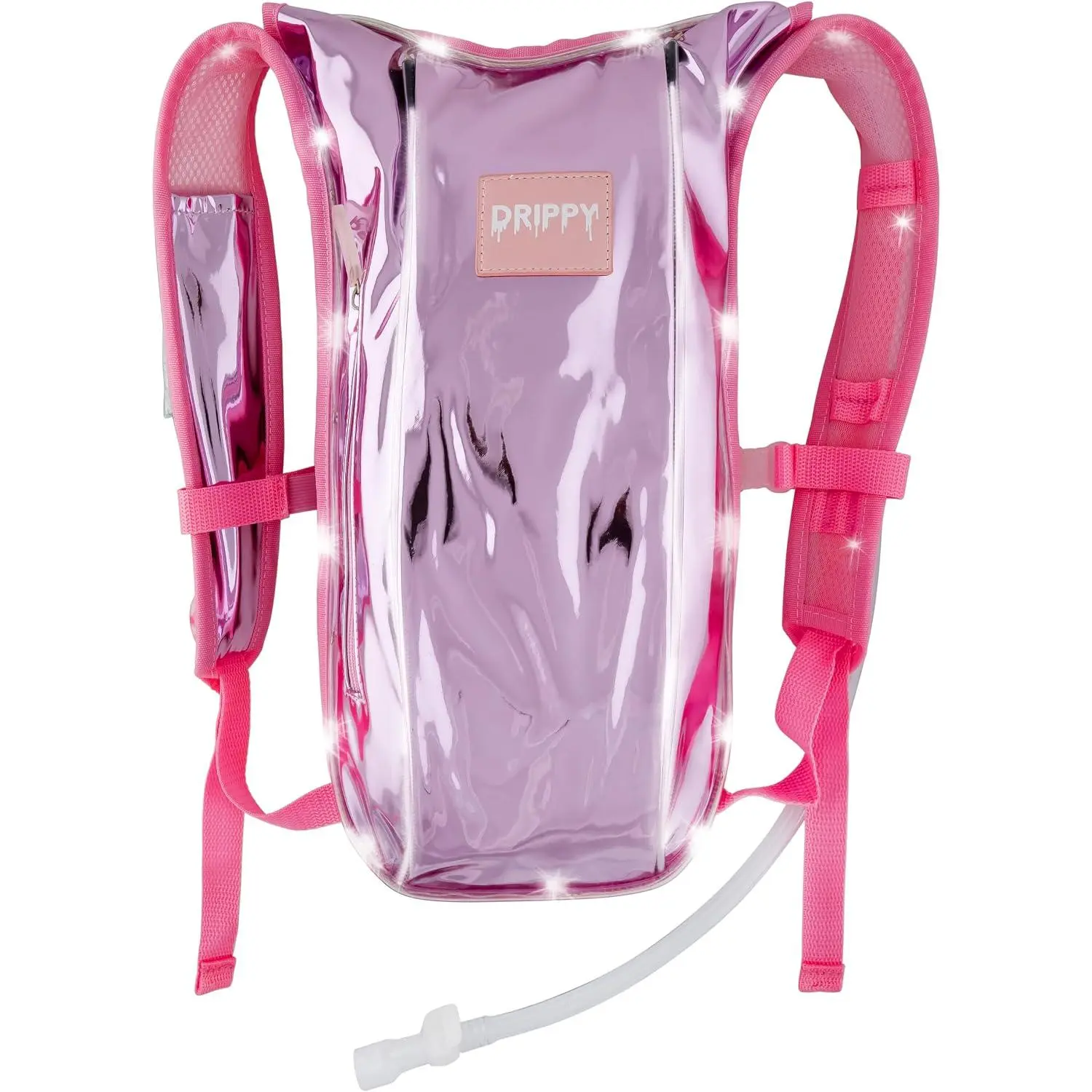 Drippy Hot Pink LED Hydration Rave & Festival Bag with Anti-theft Features Water-resistant Zippers & Reflective Materials Outdoor Sports Gear