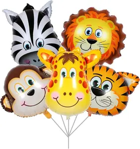 5pcs 32 Inch Tiger Lion Zebra Monkey Graffe Foil Balloons Animal Balloons for Child Birthday Party Supplies Cute Baby Shower Decorations