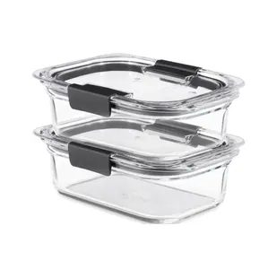 3.2 Cup Brilliance Glass Food Storage Containers Set of 2 with Secure Lids for Freshness and Durability Clear Glass Material for Easy Access and Versatile Use