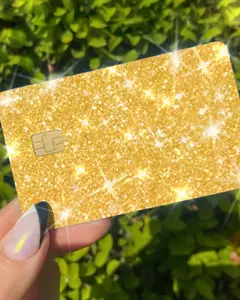Sticker Shiny  Skin Ultra Bling Removable Debit - Credit Card Skin Cover Specially Bright Gold