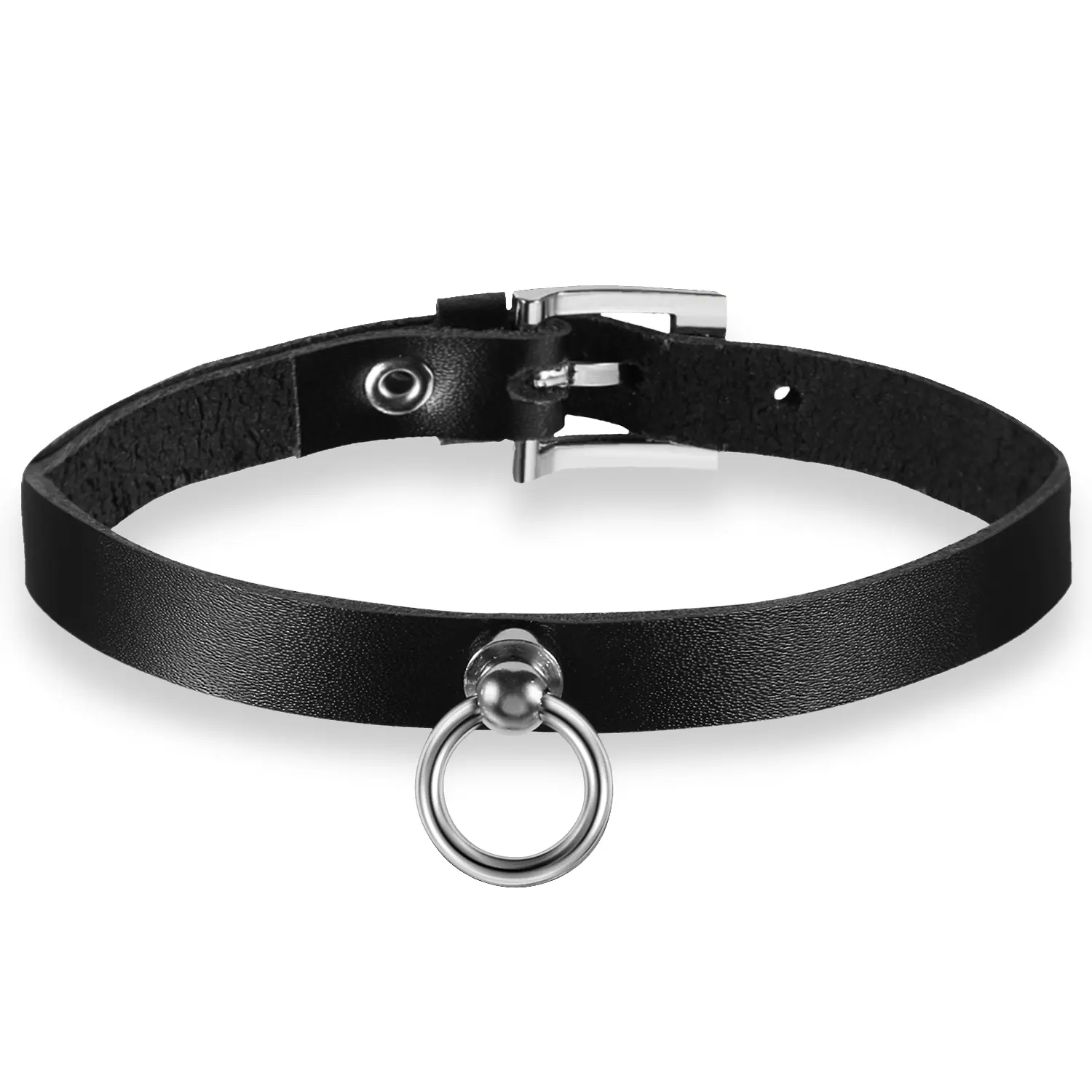 OIDEA Women's Minimalist Gothic Donut-Shaped Leather Rope Choker Necklace, Adjustable Punk Collar, Indie Costume Jewelry Accessory, Donut-Shaped Necklaces, Indie Necklaces