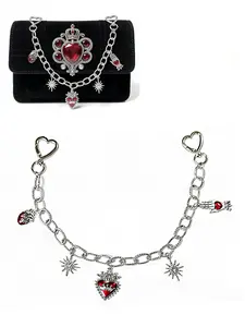 Y2K Punk Style DIY Replacement Chain for Handbags, Heavy-Duty Silver Color Flat Iron Metal Shoulder Strap, Adjustable & Decorative