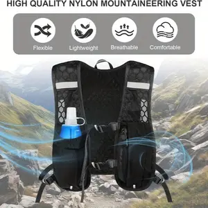 Unisex Running Hiking Vest with Water Bottle Pocket, Adjustable Straps, Reflective Design, Lightweight Nylon Polyester Fabric