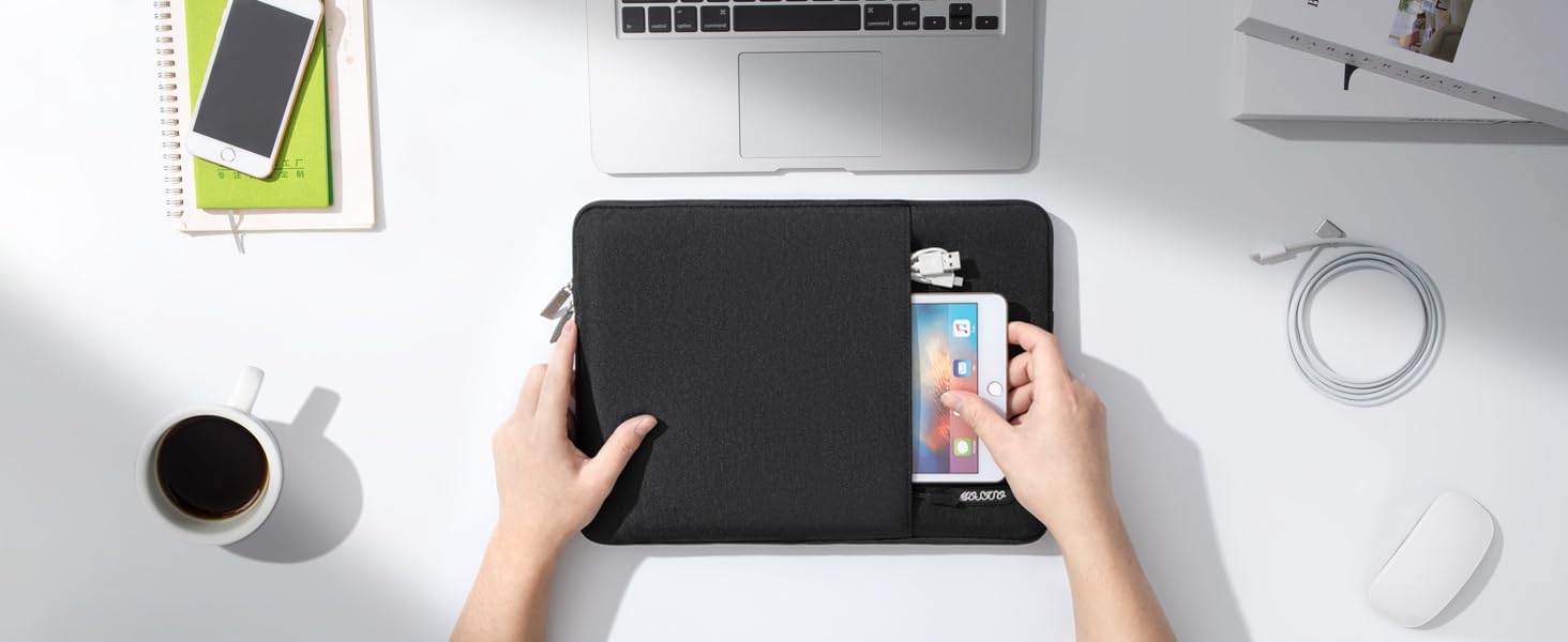 MOSISO Laptop Case 16 inch, 15-15.6 inch Laptop Sleeve Compatible with MacBook Pro 16 M5 M4 M3 M2 M1, HP Acer Dell Lenovo ASUS, Polyester Vertical Computer Sleeve Bag with Pocket, Black