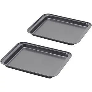 Little Small Baking Sheets Nonstick Set of 2 (9.5inch X 7.1inch) - 8 Inch Nonstick Baking Toaster Oven Tray Cookie Sheets, 1 or 2 Person Household