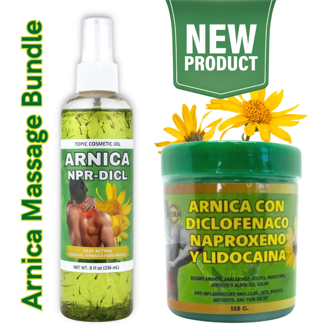 Super Oferta! Viral Massage Dream Team - Arnica Ointment Reforzada Lidocaina 125g (4.4 oz) + Arnica Massage Oil (8oz) With Real Botanicals - The Chill Bundle! Perfect for Gifting, Self-Care, Massage Moments and Your Daily Chill Ritual