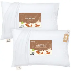 KeaBabies Muslin Toddler Pillowcase 13x18 Only – 2-Pack Organic Cotton Muslin Pillow Case for Kids, Girls, Boys, Small Travel Size Cover, Soft & Breathable Toddler Pillow Sold Separately