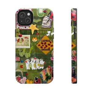 Colorful Felt Caterpillar Collage Case – Psychedelic Fruit & Butterfly Patchwork with Whimsical Caterpillars and Stars – Compatible with iPhone 7-16, Samsung Galaxy S21-S24, Google Pixel – Artistic Protective Cover Halloween Perfect Gift for Him & Her