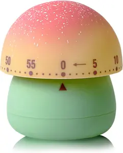 Mechanical Kitchen Timer, Cute Mushroom Timers for Kids, Wind up 60 Minutes Manual Countdown Timer for Classroom, Home, Study and Cooking (Green Base) NUOSWEK