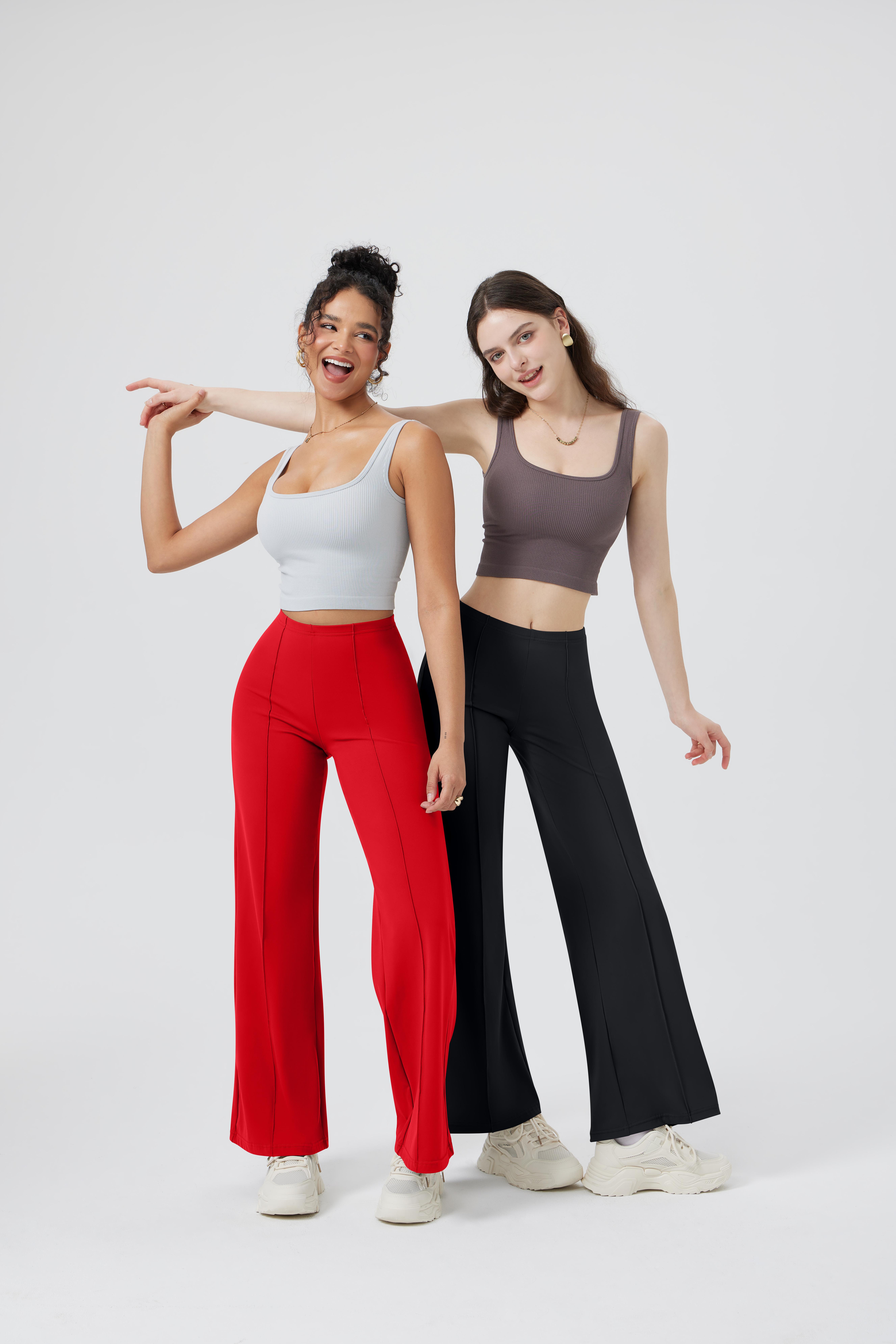 OQQ Women Straight Leg Pants High Waist Casual Lounge Work Basic Pants Vacation Comfort Trouser Minimalist Womenswear Bottom Lady Trouser,clothes for back to school,first day of school outfits