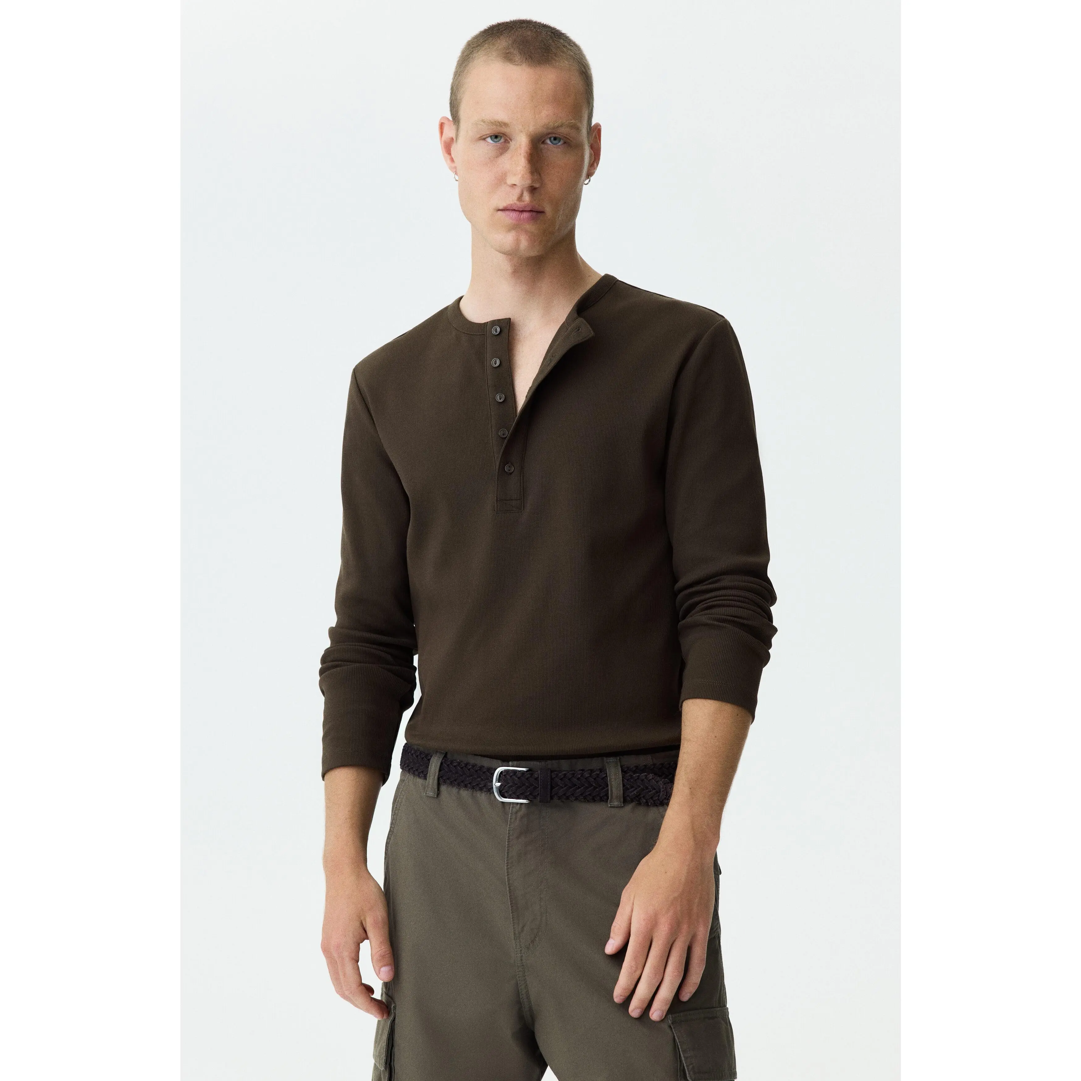 H&M Slim Fit Ribbed Henley shirt