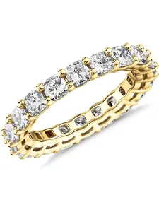 I 14K Gold Plated Eternity Ring for Women - Square-Cut Cubic Zirconia Rings - Stackable Love Wedding Band