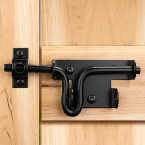 1 Pack Heavy Duty Black Slide Bolt Gate Latch, Sliding Bolt Gate Lock Latch Hardware with Padlock Hole for Wooden Fence Vinyl Fence Barn Shed Door Gate