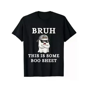 EEY Funny Halloween Shirt Featuring Humorous Boo Sheet Design Casual Round Neck