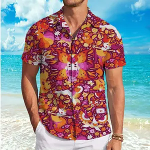 Hawaiian Shirt for Men, Lesbian Pride PokeM Hawaiian Shirt Cool Summer Anime Vibes for Men & Fans, Men's Collared Clothes for Beach Vacation, #menwear #shortsleeve #hawaiianshirt