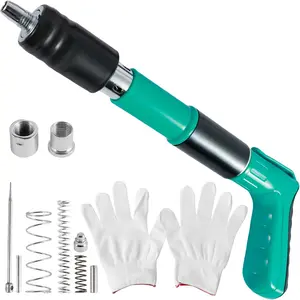 Concrete Nail Gun Kit Portable 5 Speed Manual Steel Nail Gun Tool with Gloves Concrete Nail Tool Kit for Red Brick Walls, Concrete Walls, Pipe Clamp Fixing Water Pipe, Household Nail Gun Tools Adjustable Gear
