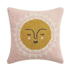 Peking Handicraft  16 x 16 in. Sun Poly-Filled Hook Pillow
