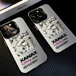 Creative Design XANAX Pattern Phone Case Compatible with iPhone 16 15 14 13 12 11 Pro Max X XR XSMAX 8 7 Plus, Shockproof Matte Back Cover.