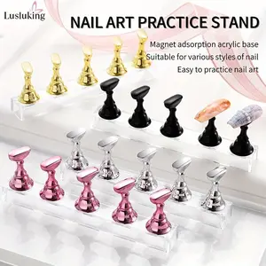 5pcs Acrylic Nail Practice Display Stand Nail Tips Holder, Magnetic Nail Art Practice Display Stands Holders For False Nail Tip Salon And Home DIY Manicure Nail Care Tool