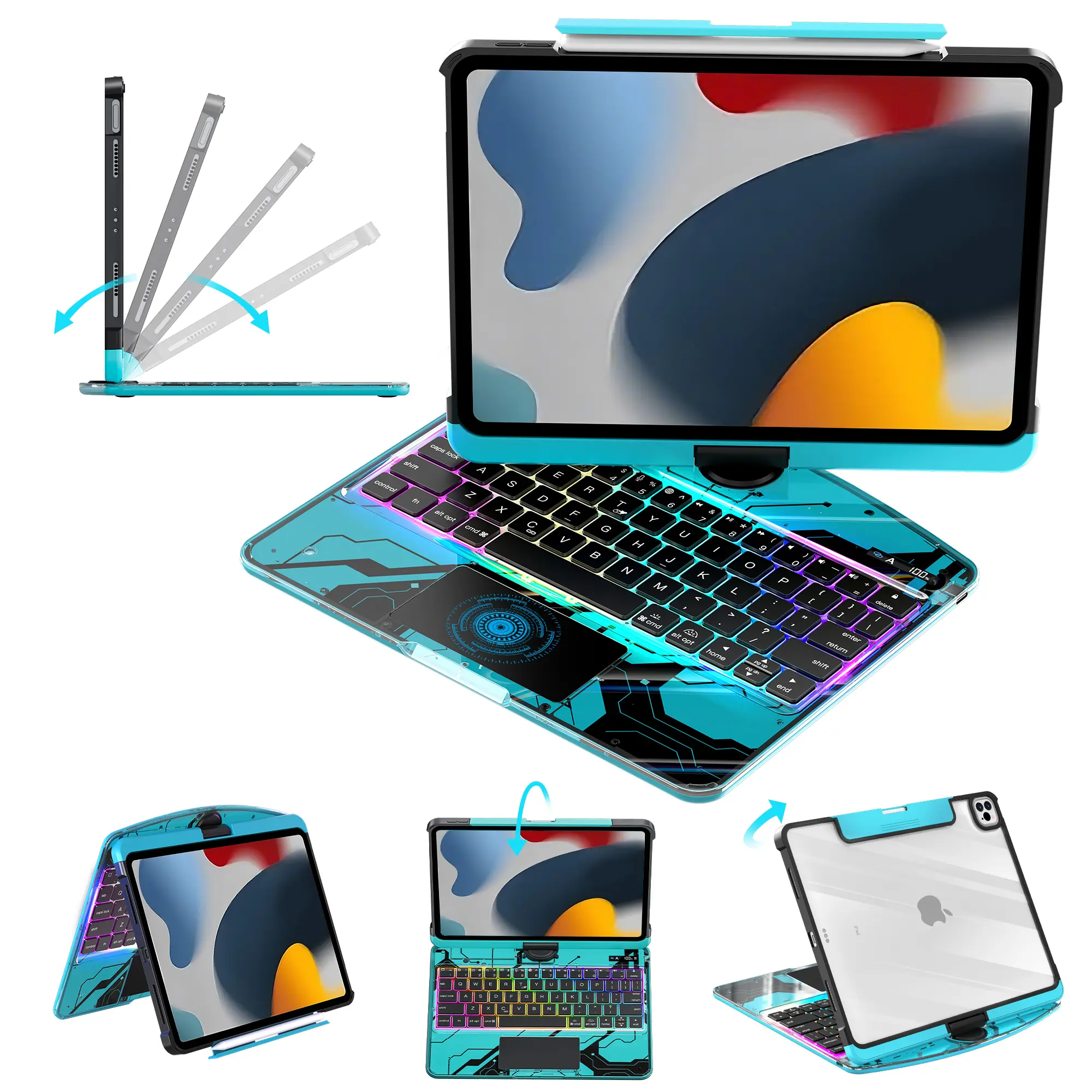 Y2K Phantom Blue 360° Rotatable iPad Touch MagicCase Compatible