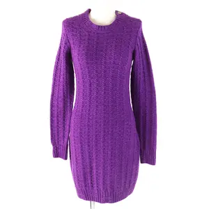 Pre-owned CHANEL Wool Small Leather Goods Cashmere Knit Dress Purple 34