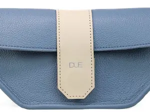 DUE Los Angeles Luna Baguette Hand-Stitched Pebble Leather Bag with Magnetic Flap Closure and Open Compartment for Day to Night Use