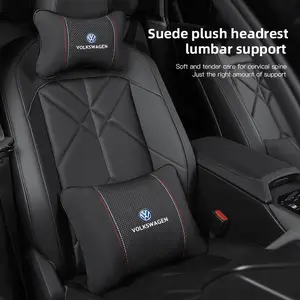 Car Headrest/Lumbar Support Auto Neck Pillow Waist Cushion For Volkswagen GTI Golf 6 7 8 Polo VW R-Line CC Passat Tiguan T-ROC Arteon Magotan Beetle Bora Jetta Santana