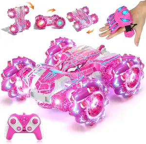Spider Toys for Girls 4 5 6 7 8 9 10 11 12, Gesture Sensing Remote Control Car, Double Sided RC Cars with Full-Body Light, 2.4GHz Hand Controlled Rechargeable RC Stunt Car