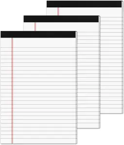 3 Pack Small Legal Pads 5X8 White Notepads Paper Tablets 5X8 Legal Pad 80 GSM Lined Note Pads of Paper 5X8 College Ruled Writing Pads 30 Sheets/Pad, 25 Lines Note Pads for School, Office Aidunmis