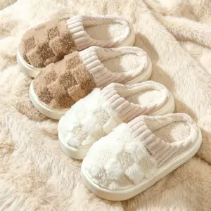 Women's & Men's Cute Furniture Slippers Winter Cotton Shoes Comfortable Non-Slip Plush Round Toe Light White Coffee Multi-Color