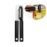 Padicaca Heavy Duty Carbon Steel Can Opener - Multi-Use Kitchen Utensil with Smooth Edge, Razor Sharp Cutting Wheel, Soft Ergonomic Black Handles, Bottle Opener Function for Bakery Rooms, Bars, Camping