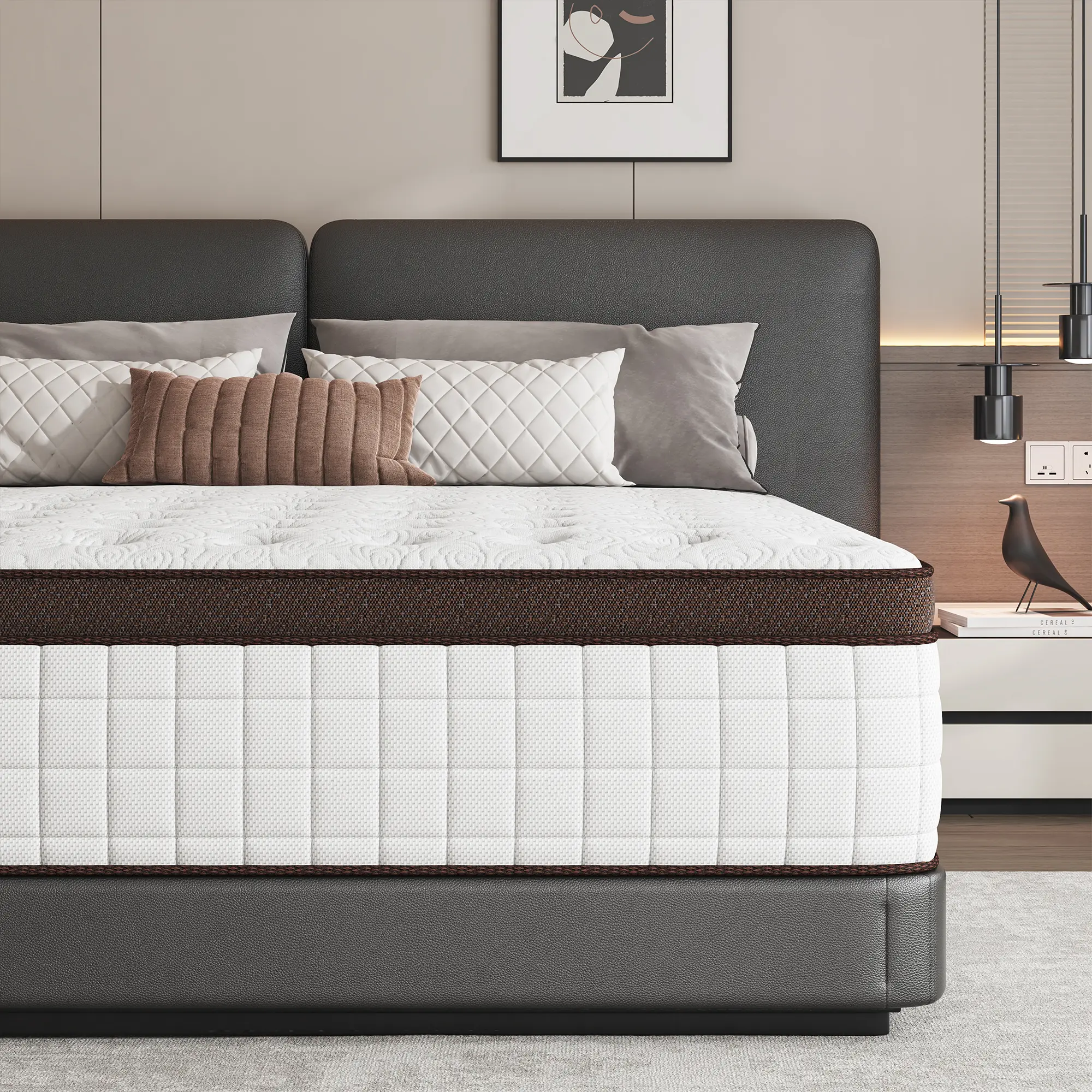 【Mydao】Hybrid Mattress with Premium Memory Foam and Springs, 8/10/12/14 Inch, Medium Firmness, Lumbar Support, Ergonomic Design, for Home Rooms and Hotels, Boxed Furniture Gift (Twin, Full Size Mattress, Queen, King)