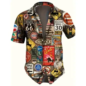 his Route 66 printed shirt is chef's kiss for summer!Loose fit, super breathable, great for beach trips!#BeachWear