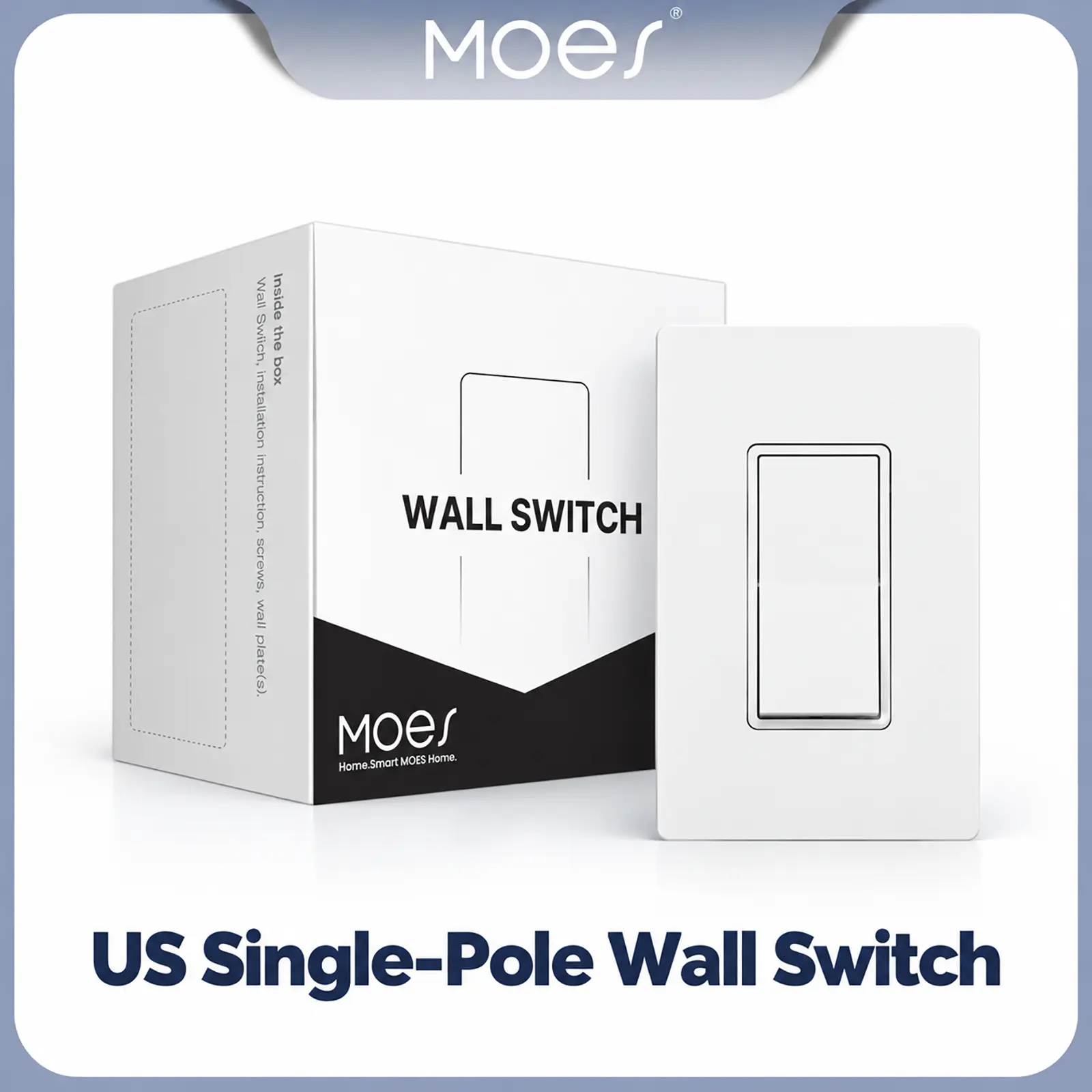 MOES US Single-Pole Wall Switch - 1 Switch Controls 1 Light, No Touchscreen, No RGB Backlight, No Gimmicks, Ideal for First-Time Smart Home Users (4-Pack/12-Pack Options Available)